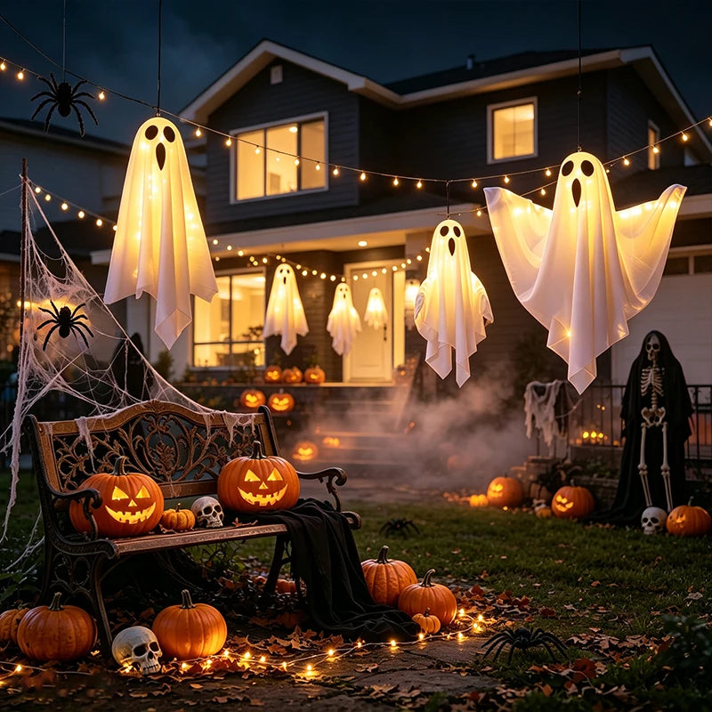Halloween Hanging Ghost Light - Spooky LED Decoration