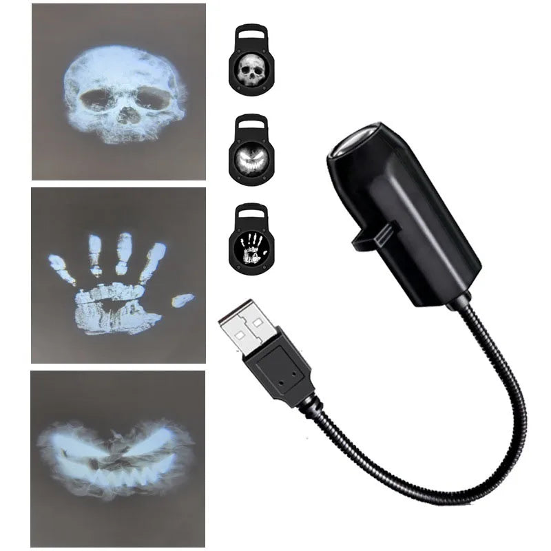Halloween Ghost & Skull LED Projector Light - 3 Spooky Patterns