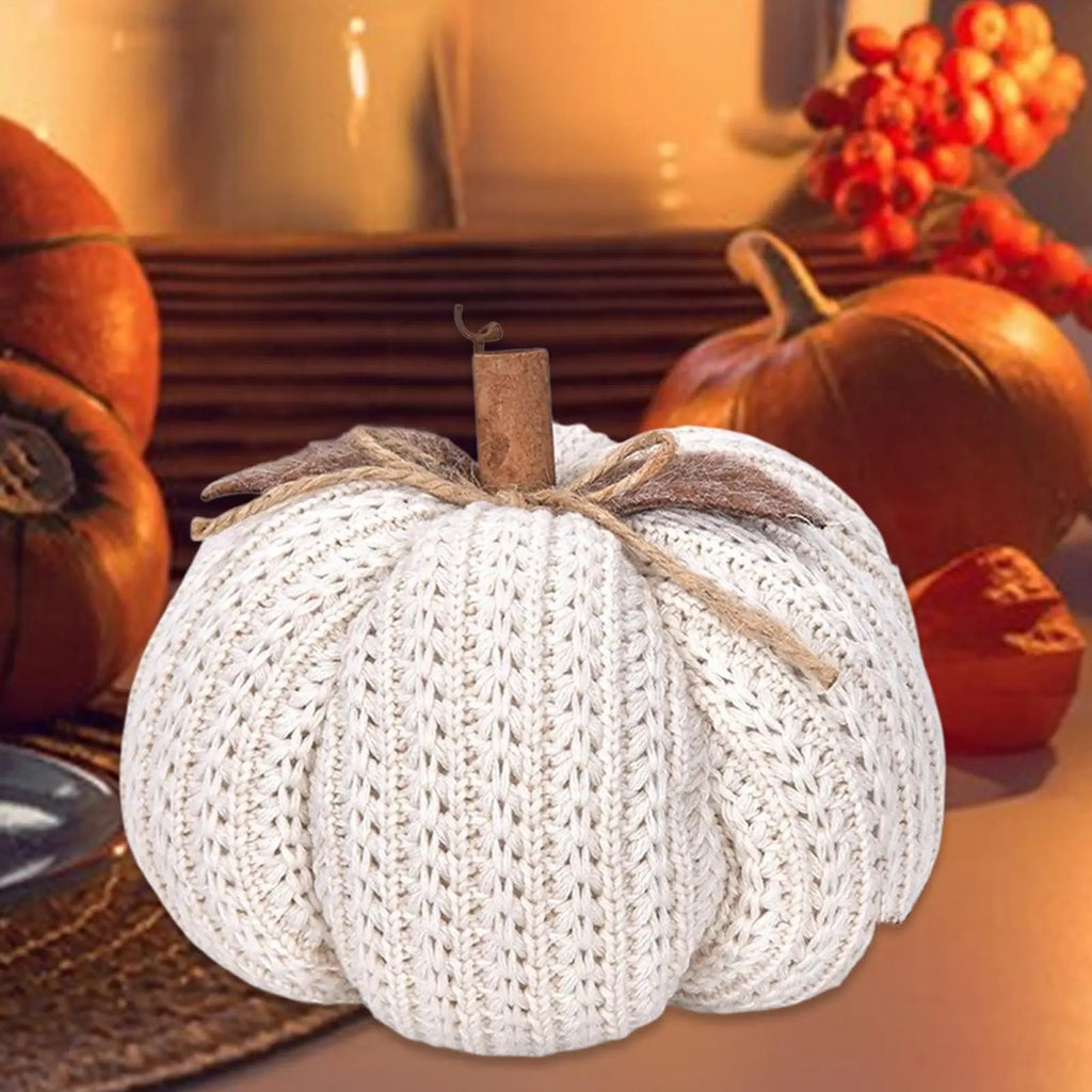 Knitted Pumpkin Decor – Cozy Fall & Halloween Mantel Accent