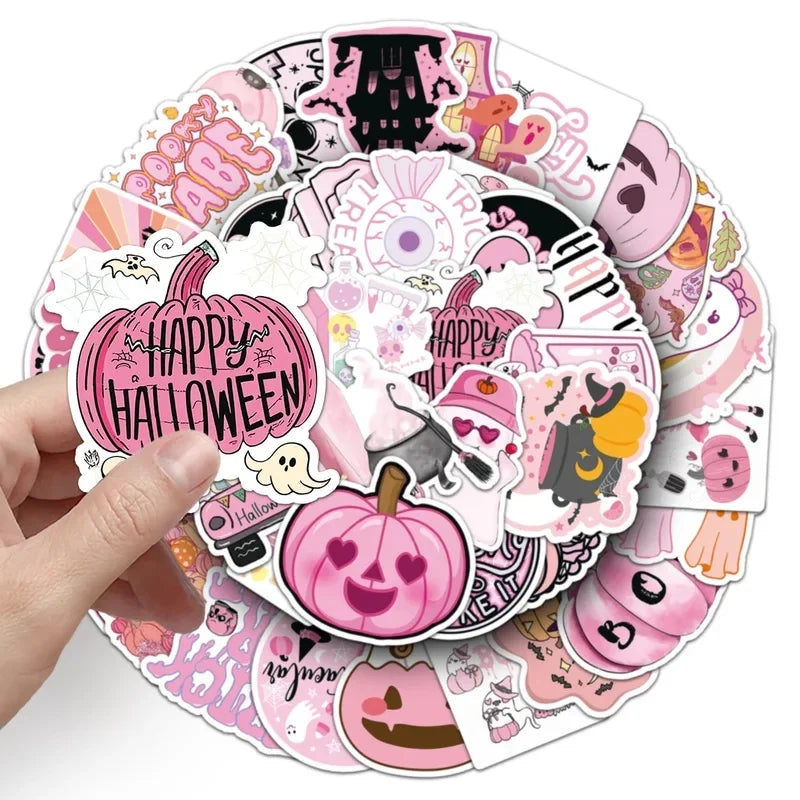 Pink Halloween Sticker Pack – 50 Cute Ghost & Pumpkin Stickers