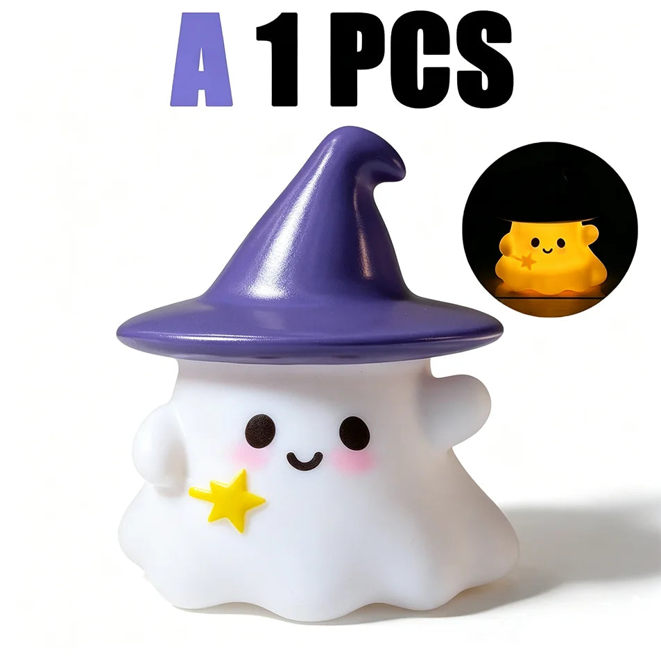 Cute Halloween Ghost & Pumpkin Night Light – LED Decor