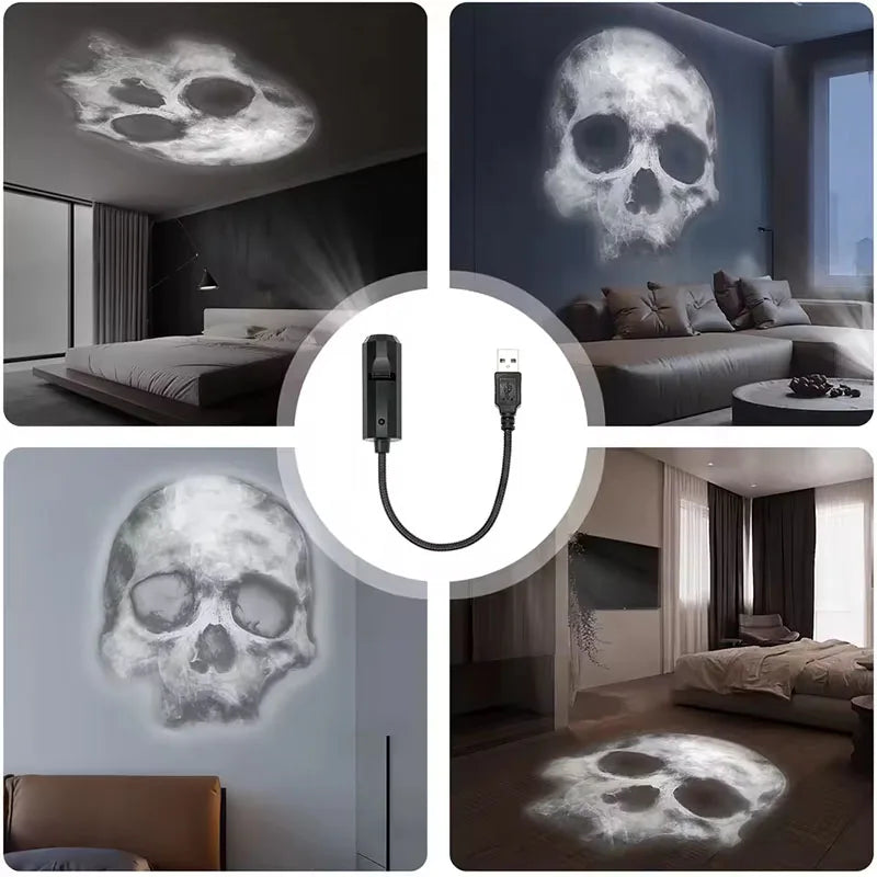 Halloween Ghost & Skull LED Projector Light - 3 Spooky Patterns