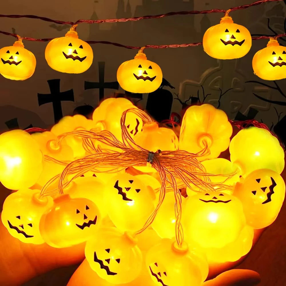 Pumpkin Halloween String Lights - Warm Orange LED