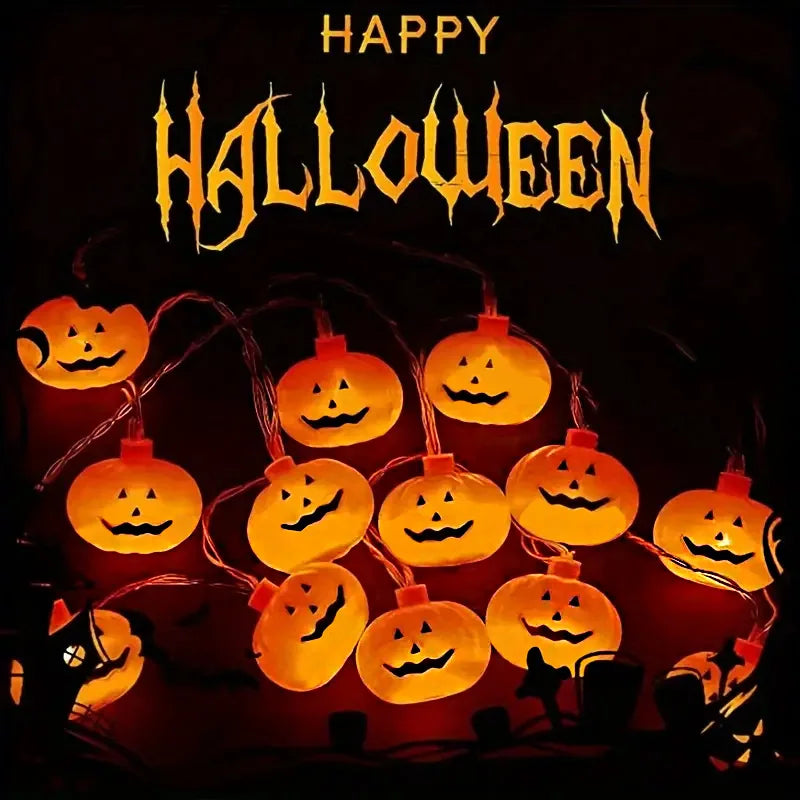 Pumpkin Halloween String Lights - Warm Orange LED