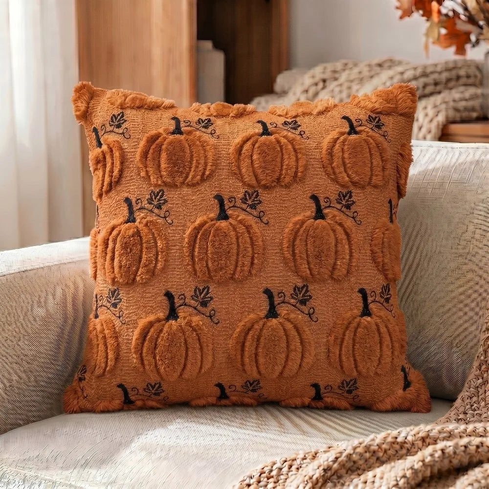 Tufted Pumpkin Pillow Cover – Cozy Fall & Halloween Decor
