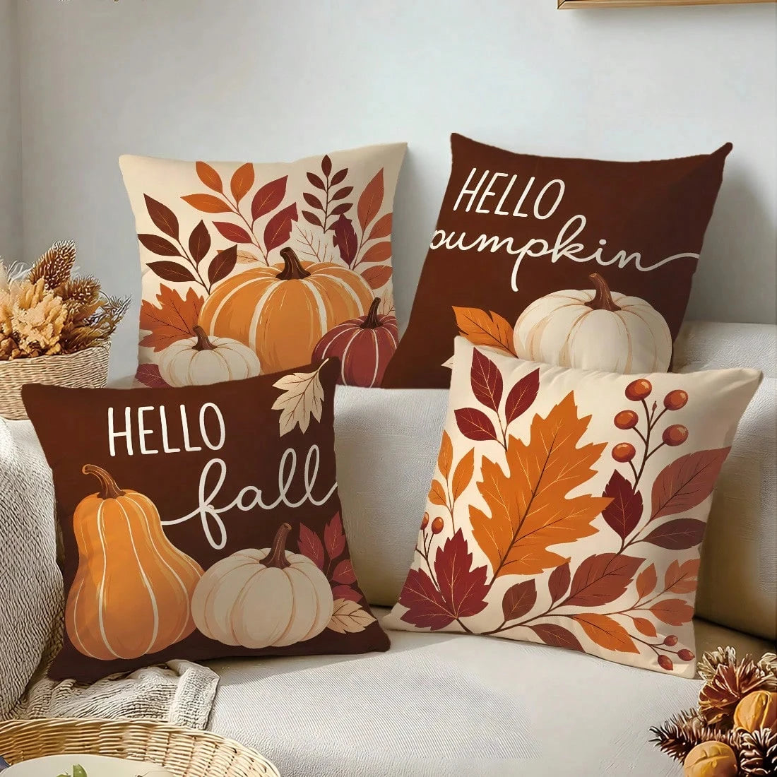 Fall Halloween Pillow Cover - Pumpkin & Autumn Decor