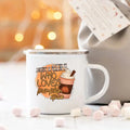 Pumpkin Spice Enamel Mug - Cozy Fall & Halloween Cup
