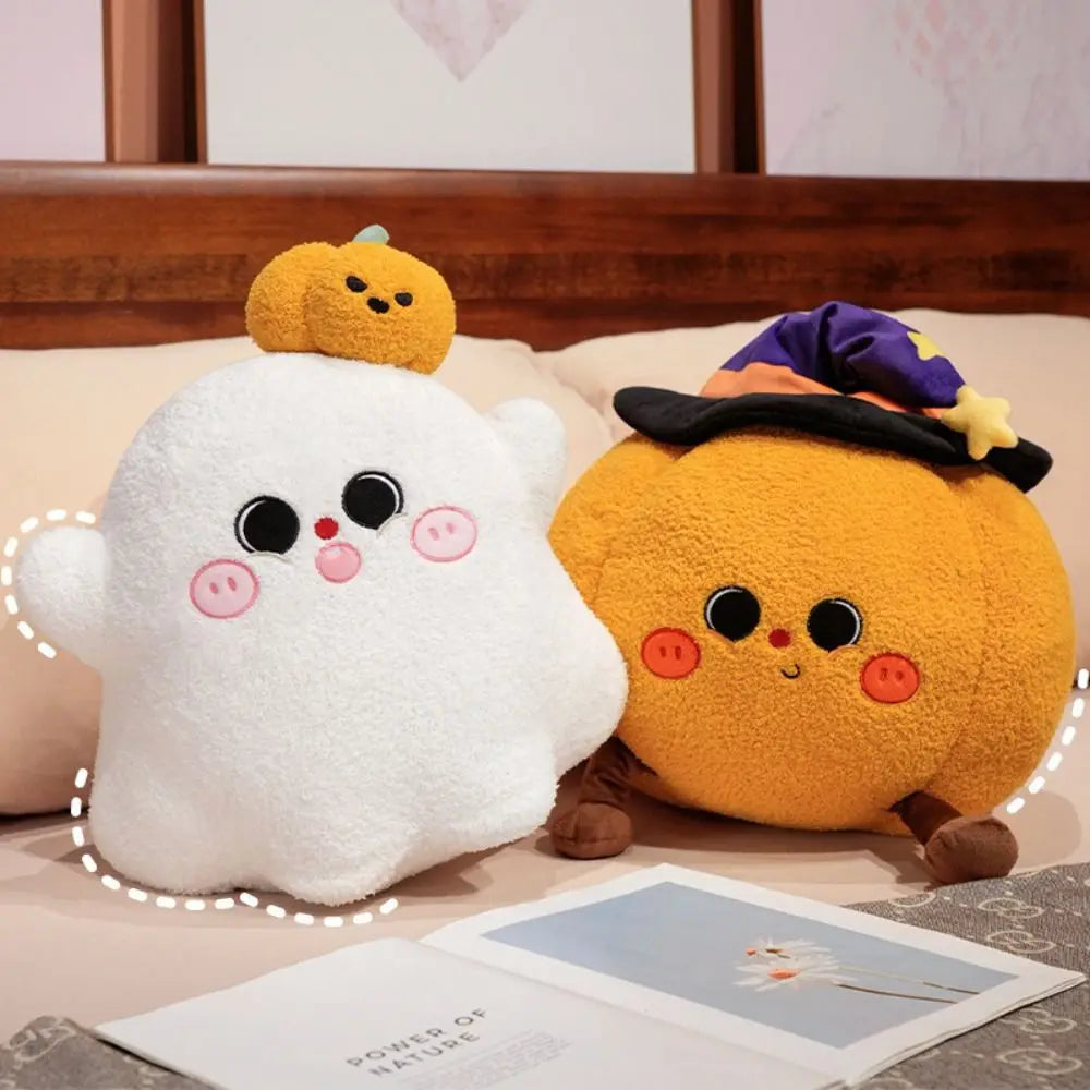 Blushing Ghost or Witch Hat Pumpkin Plush – Cozy Cute Halloween Cuddle Buddy