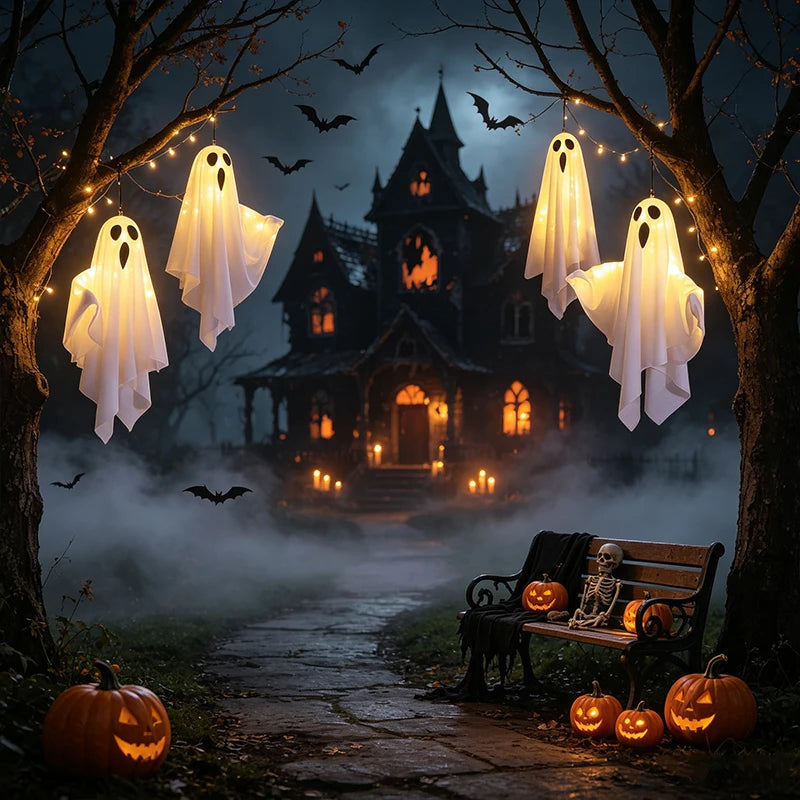 Halloween Hanging Ghost Light - Spooky LED Decoration