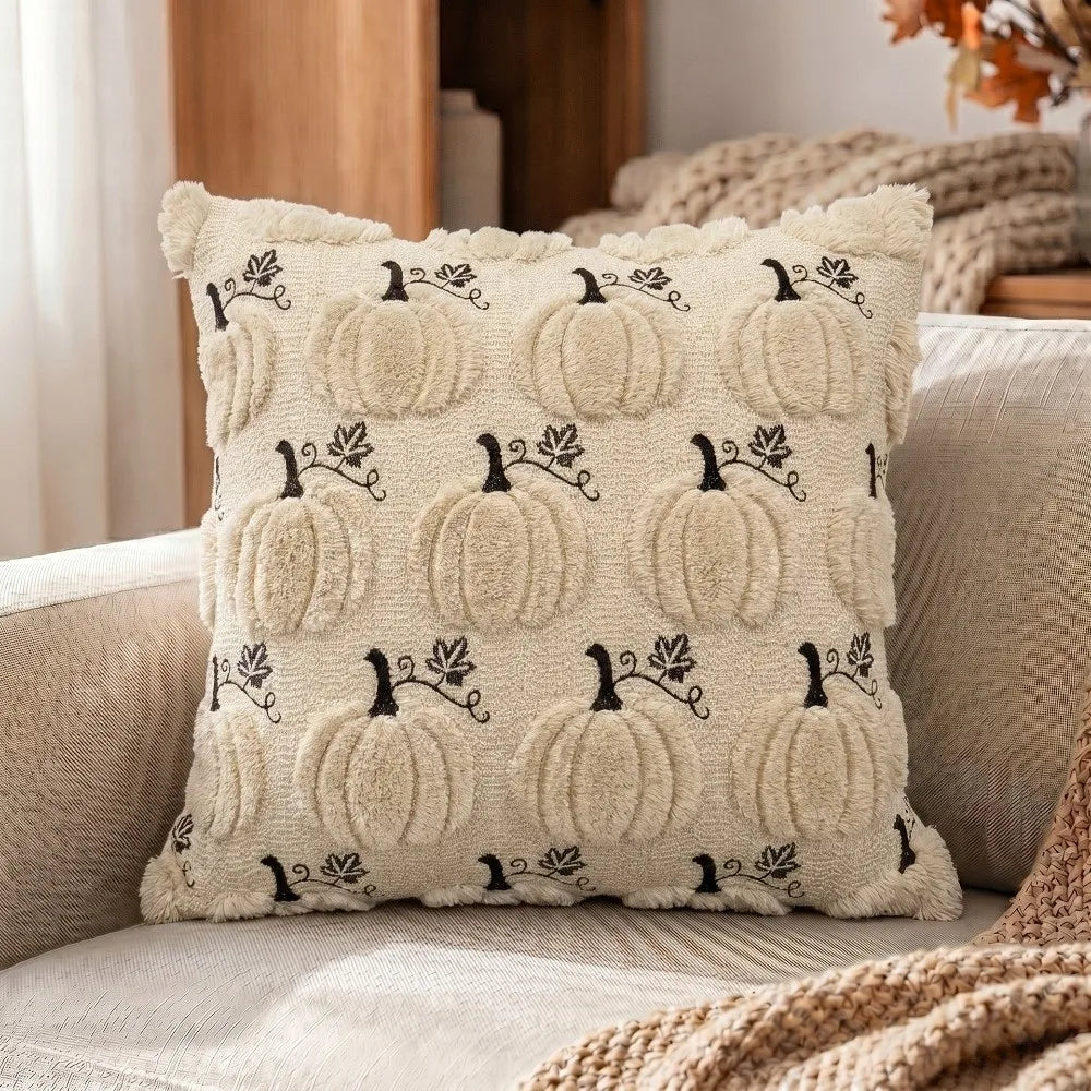 Tufted Pumpkin Pillow Cover – Cozy Fall & Halloween Decor