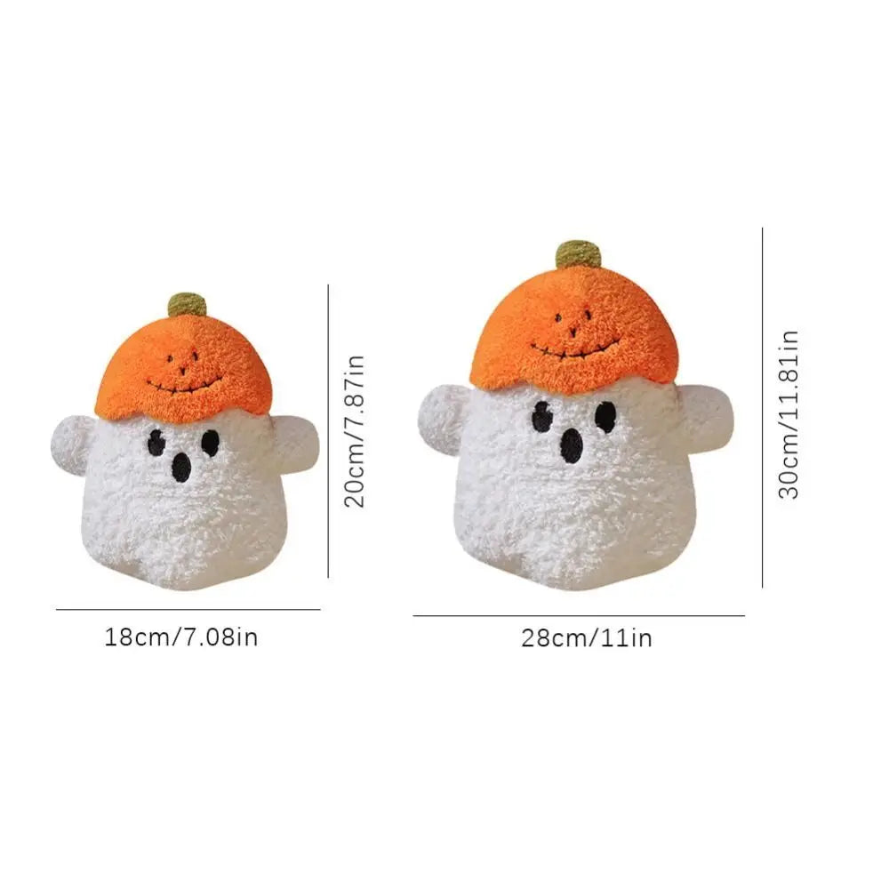 Pumpkin Hat Ghost Plush Pillow – Cozy Cute Halloween Cushion