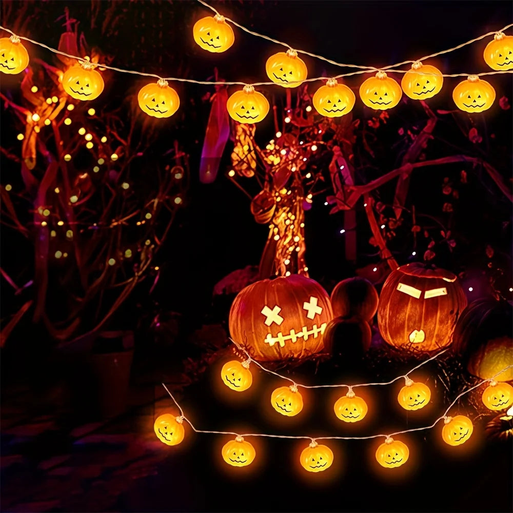 Pumpkin Halloween String Lights - Warm Orange LED