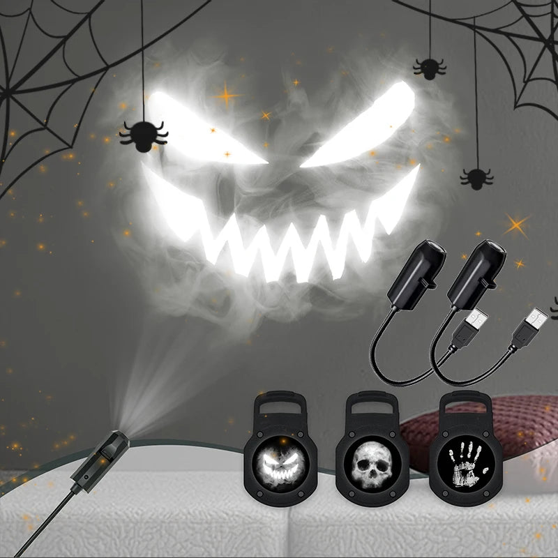Halloween Ghost & Skull LED Projector Light - 3 Spooky Patterns