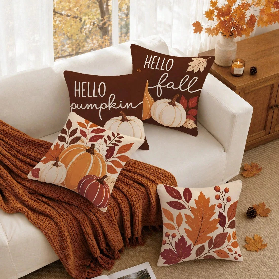 Fall Halloween Pillow Cover - Pumpkin & Autumn Decor