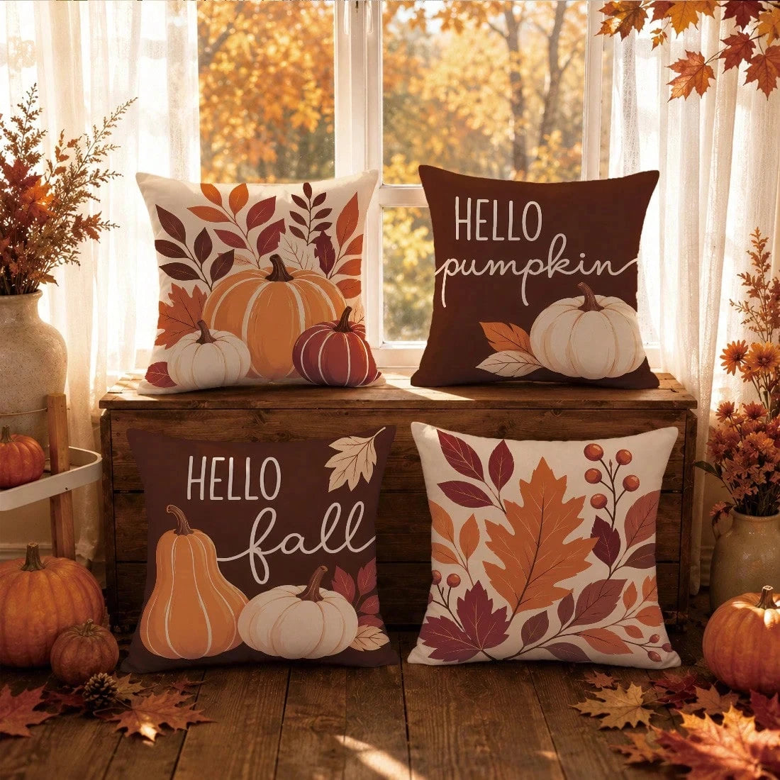 Fall Halloween Pillow Cover - Pumpkin & Autumn Decor