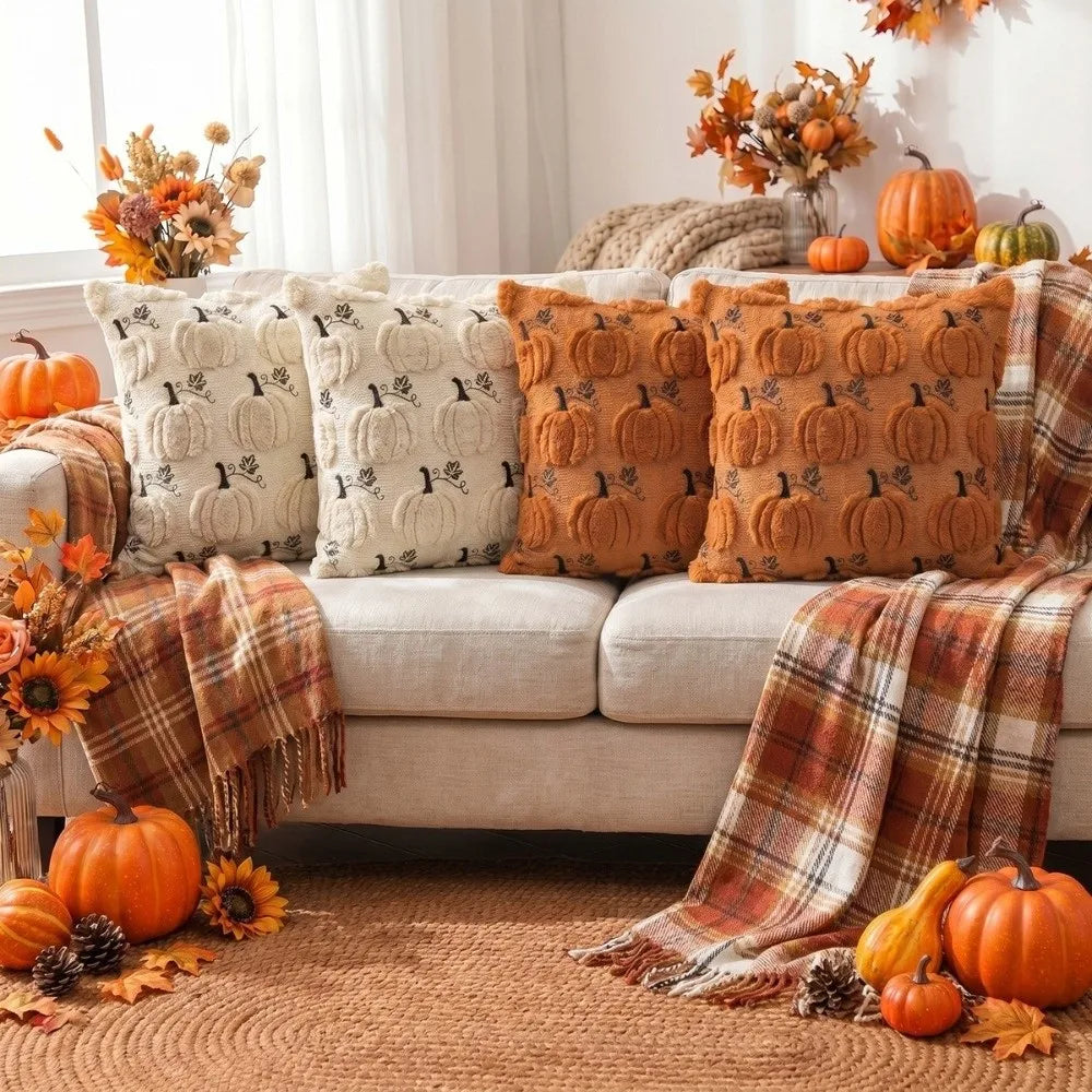 Tufted Pumpkin Pillow Cover – Cozy Fall & Halloween Decor