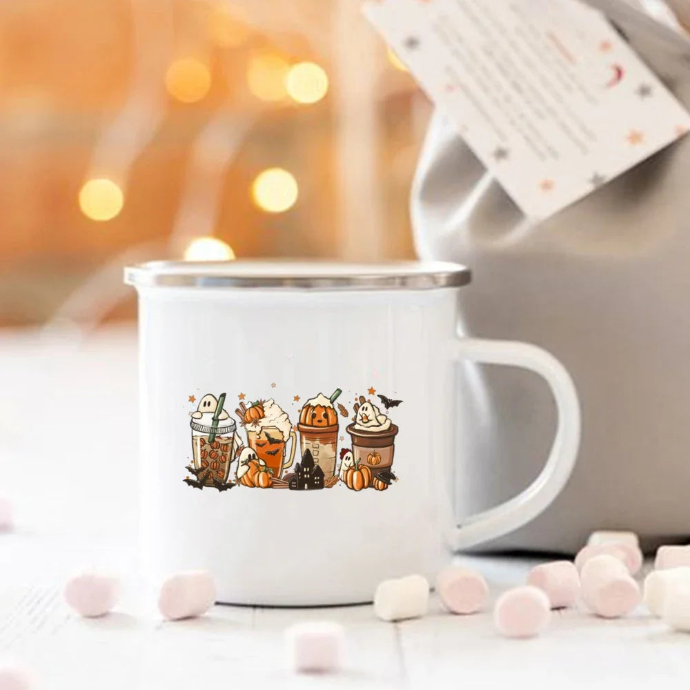 Pumpkin Spice Enamel Mug - Cozy Fall & Halloween Cup